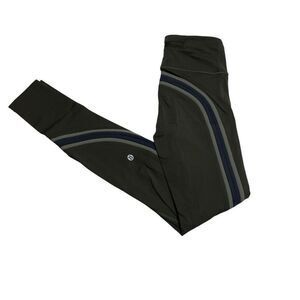Lululemon Run Crew Tight 28" Dark Olive / Obsidian / Grey Sage Size 2